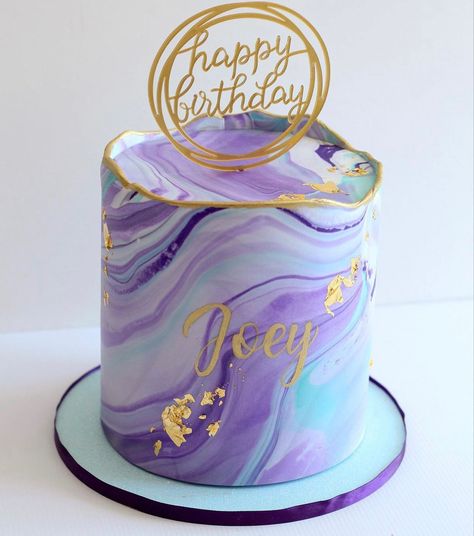 Marble Fondant Cake Design, Purple And Teal Wedding Cake, Purple Marble Cake, Purple And Teal Cake, Marble Cake Design, 40th Birthday Cake For Women, Teal Wedding Cake, Marmer Cake, Teal Cake