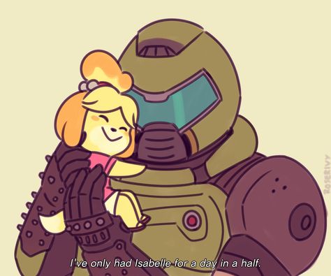 Doomslayer And Isabelle, Doomguy And Isabelle Fanart, Isabelle X Doomguy, Isabelle Fanart, Doom Slayer And Isabelle, Isabella X Doomguy, Doom And Isabelle, Isabelle And Doomguy, Isabelle And Doomguy Matching Pfp