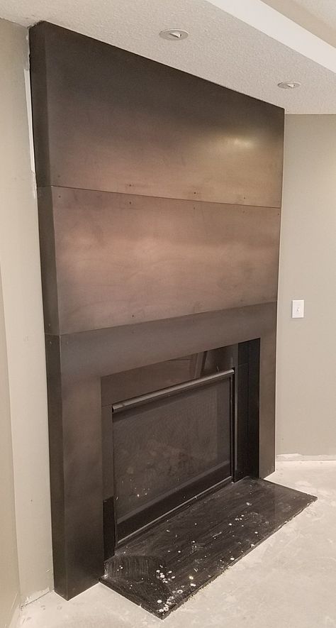 Metal Fireplace Surround, Open Flame Fireplace, Steel Fireplace Surround, Mountain Fireplace, Fireplace Hood, How To Weld, Fire Surrounds, Ranch Design, Gas Insert