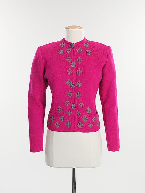 Sweater  Elsa Schiaparelli  The Metropolitan Museum of Art 1930 Fashion, Evening Blouses, Vintage Knitwear, Brooklyn Museum, Historic Clothing, Elsa Schiaparelli, Antique Fashion, Shocking Pink, Vintage Wardrobe