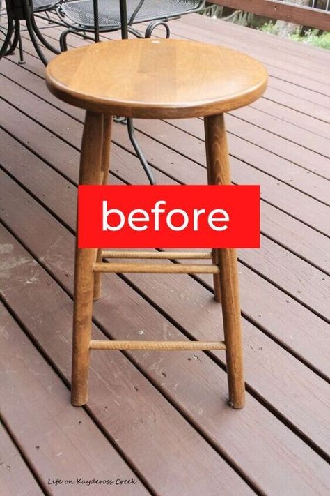 Cheap way to add vintage decor style. vintage decor diy ideas creative. diy vintage furniture makeover. #hometalk #vintagediy #vintagemakeover Diy Stool Makeover, Furniture Repurposing, Creative Upcycling, Vintage Makeover, Stool Makeover, Vintage Furniture Makeover, Diy Stool, Thrift Store Makeover, Thrift Store Diy