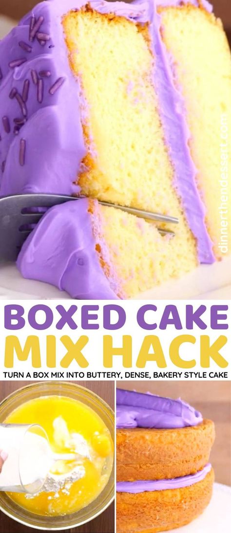 Making Boxed Cake Taste Like Bakery, Box Cake Mix Hacks, Cake Mix Hacks, Walmart Cakes, Doctored Cake Mix Recipes, Yellow Cake Mix Recipes, Bakery Style Cake, Cake Mix Doctor, 2023 Birthday