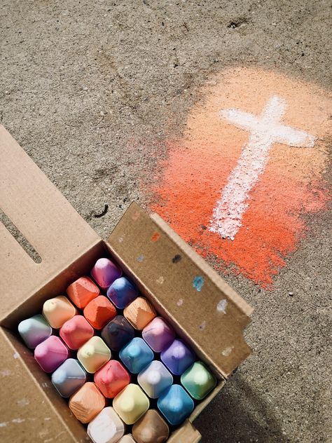 Chalk. Art. Cross. Jesus. Bible Study Crafts, Sidewalk Chalk Art, Cross Jesus, Sidewalk Chalk, Chalk Art, Bible Study, Chalk, Bible, Jesus