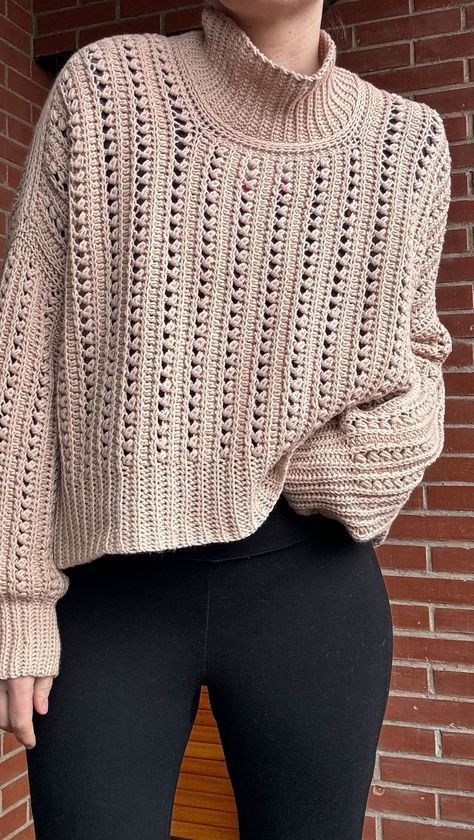 Marinela Arapi 🧿 | Jasmine sweater 🌱 Pattern available on Raverly . #lelaarapi #uncinetto #jasminesweater | Instagram Diy Laine, Fall Knits, Pullover Crochet, Crochet Sweater Design, Fall Knit Sweater, Fall Knitting, Horizontal Lines, Holiday Crochet, Crochet Fashion Patterns