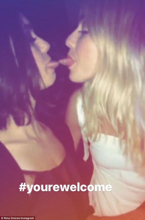 Tongue-in-cheek: Nina shared this cheeky photo of bride-to-be Julianne Hough touching tongues during a debaucherous night on the town Nina Dobrev Instagram, Party Yacht, Nina Debrov, Wild Bachelorette Party, Photo Naruto, Bachelorette Vacation, Julianne Hough, Single Life, Female Actresses