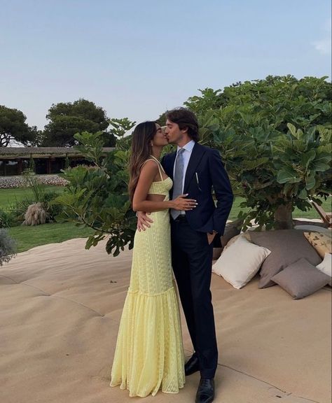 Formal Pics With Boyfriend, Light Teal Outfit, Fancy Couple Aesthetic, Valentines Fits, Wedding Attire For Guests, Gowns For Wedding Guests, Black Wedding Guest Dress, Yellow Prom Dress, Yellow Prom