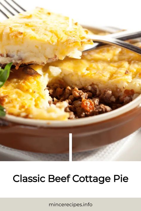 Classic Beef Cottage Pie with a golden, cheesy top layer and ground beef filling. Cottage Pie Recipe Beef Easy, Beef Pies Recipes, Cottage Pie Recipe Easy, Cottage Pie Recipe Beef, Hamburger Pie Recipes, Minced Beef Pie, Beef Cottage Pie, Beef Pie Recipe, Beef Pot Pie Recipe