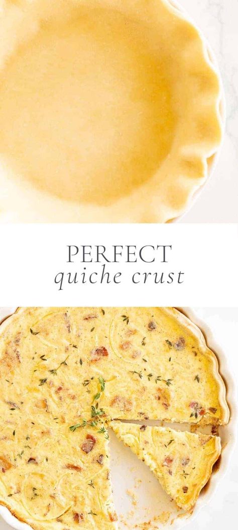 Easy Quiche Crust, Quiche Crust Recipe, No Crust Quiche, Quiche Pastry, Quiche Pie Crust, Quiche Crust, Homemade Quiche, Pie Crust Recipe Easy, Easy Quiche