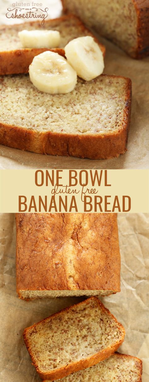 Moist, tender gluten free banana bread made the easy way, in one bowl. Never let those ripe bananas go to waste! Gluten Free Banana Bread Recipe, Banana Bread Ingredients, Gluten Free Banana Bread, Gf Bread, Gluten Free Banana, Gluten Free Breakfasts, Foods With Gluten, Banana Muffins, Gluten Free Cooking