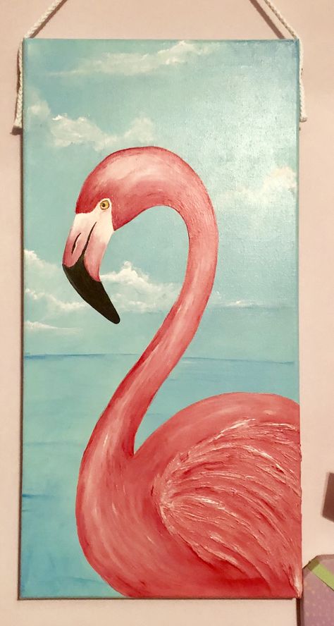 Not a rock, but a painting I did for my flamingo loving Sophie....#painting #acrylicpainting #acryliconcanvas #flamingo #flamingopainting Flamingo Painting Acrylic Easy, Flamingo Canvas Painting Easy, Flamingo Painting Ideas, Flamingo Painting Canvases, Birds Painting Acrylic Canvases, Flamingo Painting Acrylic, Flamingo Art Painting, Flamingo Acrylic Painting, Flamingo Sketch