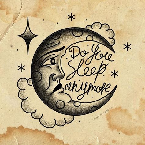 American Traditional Tattoos Moon, Stipple Tattoo, Traditional Moon, Traditional Tattoo Prints, Moon Outline, Tattoo Prints, Tattoo Moon, Music Tattoo, Lyrics Aesthetic