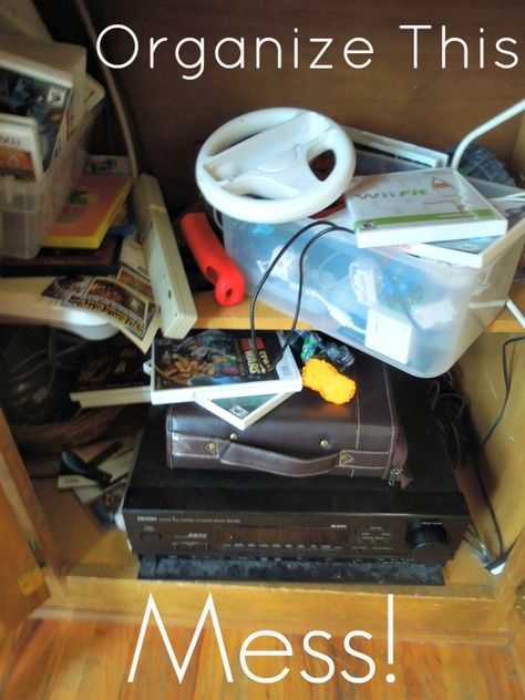 Organize your video games and get control of the clutter #RubbermaidAllAccess #organization Video Game Organization Ideas, Gaming Organization, Space Games For Kids, Video Game Organization, Video Game Storage, Organizing Things, Nerd Cave, Clutter Control, Game Organization