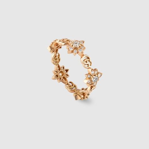 Gucci Flora 18k diamond ring Double G Logo, Gucci Flora, Fall Rings, Gold Flower Ring, Gucci Jewelry, G Logo, Rose Gold Diamond Ring, Diamond Supply, Gucci Fashion