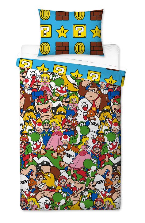 Super Mario Gang Single Duvet Cover | Reversible Two Sided Official Mario Bedding Duvet Cover With Matching Pillow Case : Amazon.co.uk: Home & Kitchen Super Mario Room, Childrens Bedding Sets, Super Mario Nintendo, Pillow Case Bed, Velvet Duvet, Mario Nintendo, Kids Bedding Sets, Single Duvet Cover, Reversible Duvet Covers