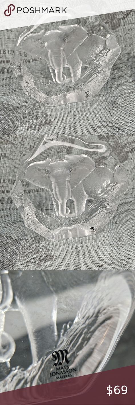 Mats Jonasson crystal elephant Crystal Elephant, Mats Jonasson, Elephant Theme, The Beauty, Decorative Items, Elephant, Desk, Crystals, Beauty