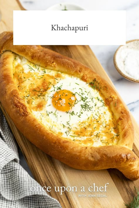 Khachapuri (Georgian Cheese Bread) Breaking Fast, Heritage Recipes, Baked By Melissa, Yeast Recipes, Once Upon A Chef, Meatless Recipes, Southern Heritage, International Food, Baked Goodies