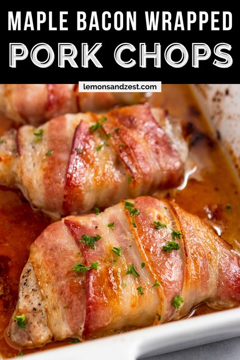 Ground Pork Tacos, Bacon Wrapped Pork Chops, Mushroom Pork Chops, Bacon Wrapped Pork, Zesty Sauce, Pork Loin Chops, Quick Food, Bbq Sauce Recipe, Boneless Pork Chops