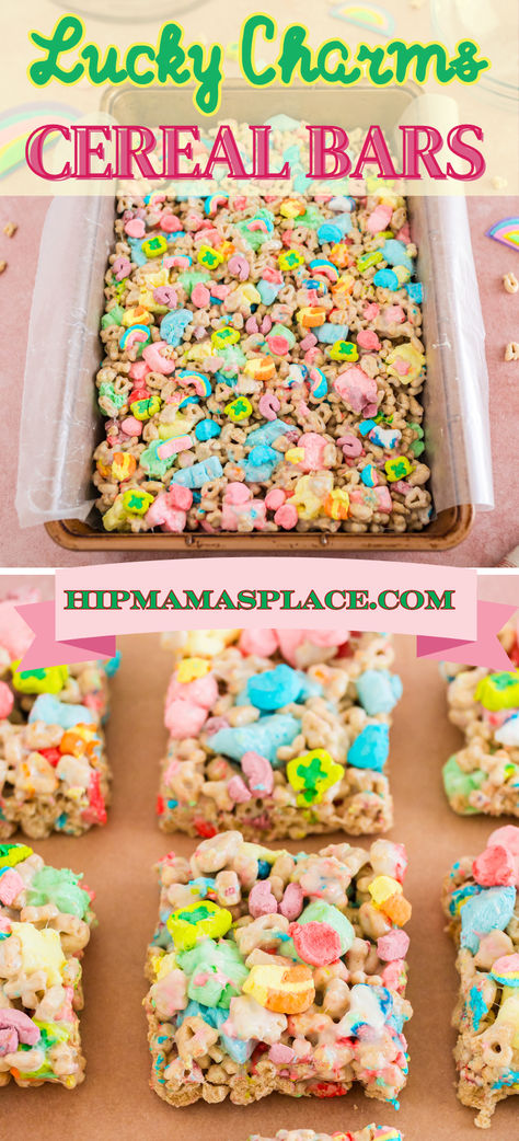 Lucky Charms Cereal Bars recipe Spring Party Snacks For School, Lucky Charms Cereal Bars, Bday Food, Easy Easter Crafts For Kids, Kids Food Crafts, Easy Easter Treats, Lucky Charms Cereal, Easy Easter Desserts, Spring Baking