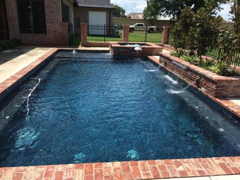 Pin by Amanda Brewer on Basin | Pool designs, Pool houses, Inground pool designs Small Pools Backyard Inground, Backyard Inground Pool, Brick Pool, Small Pools Backyard, Lap Pool Designs, Small Inground Pool, Inground Pool Designs, Swimming Pool Pond, Dream Backyard Pool