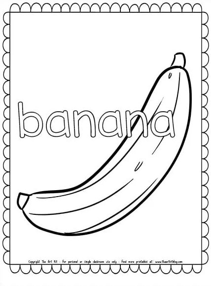 Banana Coloring Page Banana Template Free Printable, Banana Outline, Banana Coloring Page, Fruit Coloring Pages Free Printable, Bunch Of Bananas Drawing, Colors For Toddlers, Cute Banana, Coloring Page Free Printable, Free Homeschool Printables