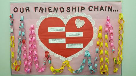 Friendship Bulletin Board  HECC Friendship Bulletin Board, Friendship Board, Bulletin Board Ideas, Door Displays, Our Friendship, Year 2, Kindergarten Classroom, Board Ideas, School Activities