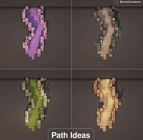 Moon Minecraft Template, Star Build Minecraft, Minecraft Elemental Builds, Minecraft Ribcage Build, Minecraft Town Path Ideas, Minecraft Walking Path, Minecraft Floating Crystal, Minecraft Elven Village, Minecraft Amethyst Tower