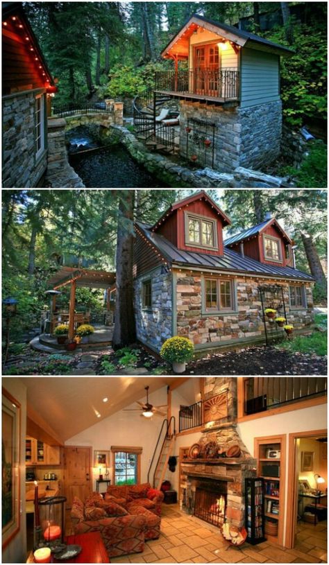 These 35 Enchanting Tiny Houses Look Just Like Real Life Fairy Houses - If you’ve been looking to beautify your lawn or garden this year, chances are good you’ve stumbled across one of this year’s biggest landscaping trends: tiny fairy houses. These imaginative little structures include all kinds of whimsical details, and can bring magic into any garden. But do you ever look at the fairy house in your garden and think, “Why can’t I live in a magical fairy house like that?” Storybook Tiny House, Storybook Cottage Interior, Stone Cottage House Plans, Stone Cottages Interior, Mini Cottage, Small Barn House, Fairytale Houses, Storybook House, Magical House