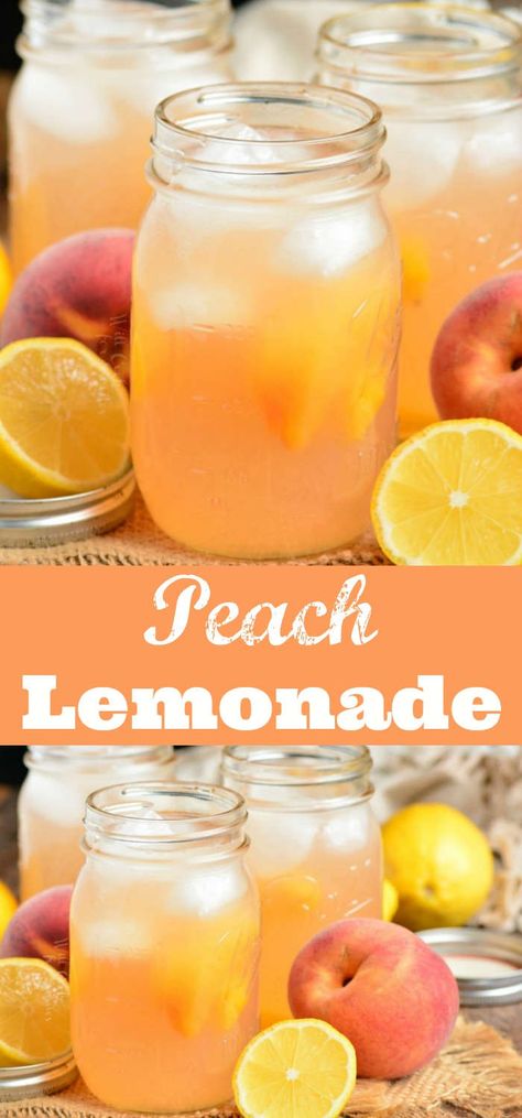 Peach Lemonade Flavored Lemonade, Homemade Lemonade Recipes, Peach Lemonade, Drink Recipes Nonalcoholic, Lemonade Drinks, Refreshing Drinks Recipes, Homemade Lemonade, Sweet Tart, Peach Recipe