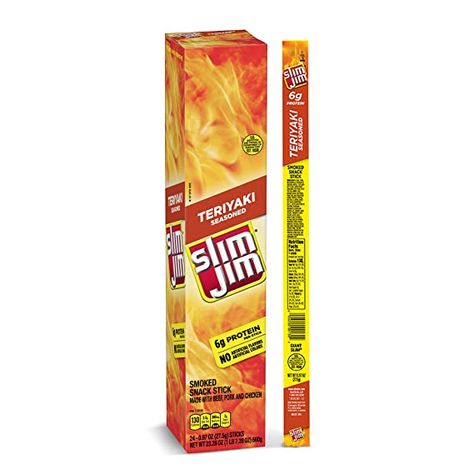 Amazon.com : Slim Jim Giant Smoked Meat Snack Stick, Teriyaki Seasoned, Keto Friendly Snack, (24 Count of 0.97 oz Sticks) 23.28 oz : Everything Else