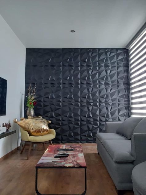 Black 3d Wall Panels, Wall Cladding Interior, Dining Area Design, Hostels Design, Tv Unit Decor, Cladding Design, Mdf Panel, 3d Wall Tiles, Wall Texture Design