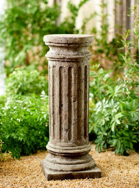 Pedestal Decor Ideas, Garden Pedestal, Doric Column, Antique Garden, Stone Pillars, Stone Columns, Garden Deco, Architecture Design Concept, Plant Painting