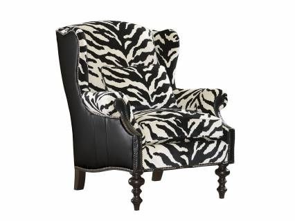 Green Zebra Print, Leather Wing Chair, Grey Accent Chair, Wing Chairs, Color Schemes Design, Instyle Decor, Luxury Arm Chair, Lexington Home, Colonial Design