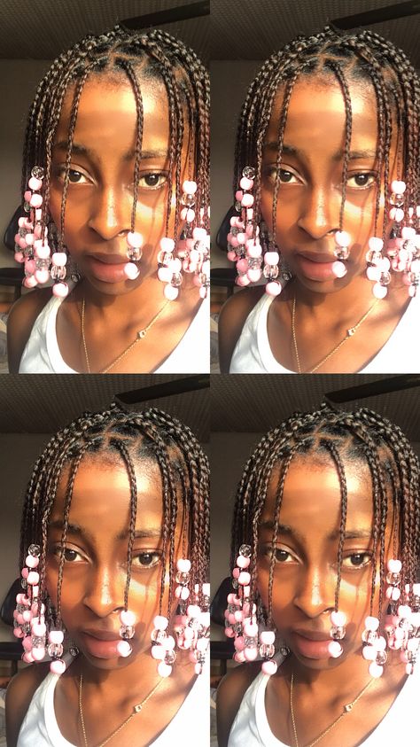 Braids With Beads Natural Hair Short, Braid With Natural Hair, Natural Hair Braids With Beads, Braids With Beads Natural Hair, Beads Natural Hair, Hair Inspo Short, Braid Out Natural Hair, Hair Length Guide, Short Braid