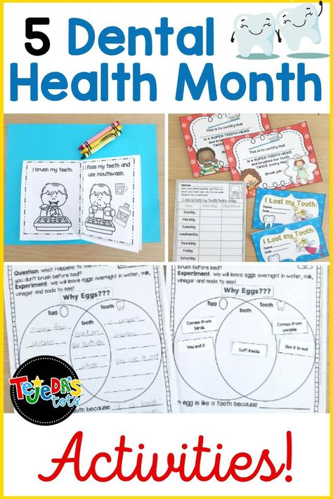 Children’s Dental Health Month, Dental Health Month Activities, Dental Health Preschool Crafts, Health Preschool, Dental Health Unit, Hygiene Lessons, Dental Health Preschool, Childrens Dental Health, Dental Health Activities