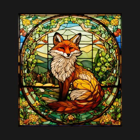 Colorful Nature, Glass Window Art, Fox Decor, Beauty Wallpaper, Stained Glass Flowers, Art Stained, Stained Glass Designs, Fox Art, Stained Glass Patterns