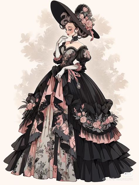 Victorian Era Royalty, Taffeta Ball Gown, Historical Fantasy Fashion, Drawing Victorian Clothes, Old Timey Dresses Ball Gowns, French Victorian Dress, Regal Dress Gowns, Old Fashion Dresses Drawing, 1800 Outfit Women