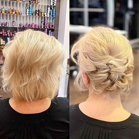 Mother of the Bride Hairstyles: 28 Elegant Looks for 2024 Mother Of The Bride Hair Short, Mother Of The Bride Hairstyles, Mother Of The Groom Hairstyles, Updos For Short Hair, Loose Updo, Short Hairstyles Fine, Messy Curls, Short Hair Bun, Mother Of The Bride Hair