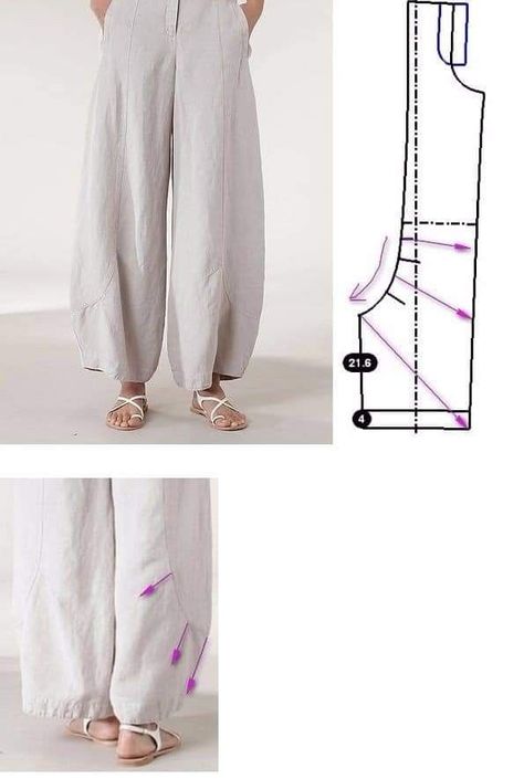 Linen Pants Pattern, Stylish Sewing Patterns, Projek Menjahit, Trousers Pattern, Fashion Design Patterns, Diy Blouse Pattern, Pattern Blouse, Diy Sewing Clothes, Drafting Patterns