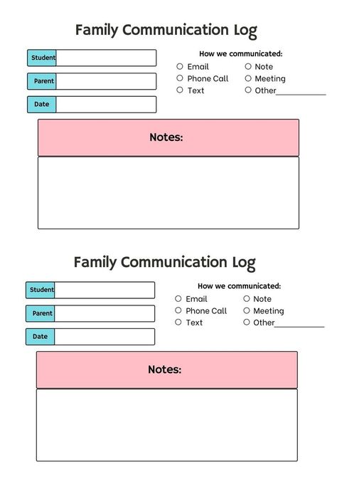 Teachers can keep track of their communications with parents and families with this log. Teacher Family Communication, Communication Log, Family Communication, Keep Track, Raising Kids, Communication, Track, Parenting, Log