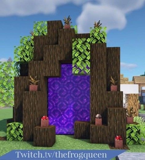 Minecraft Designs Cottagecore, Cute Minecraft Portal, Minecraft Cottagecore Portal, Cute Portal Minecraft, Nether Portals Minecraft, Mc Nether Portal, Minecraft Portal Design Aesthetic, Cute Things To Build In Minecraft Easy, Cottagecore Nether Portal