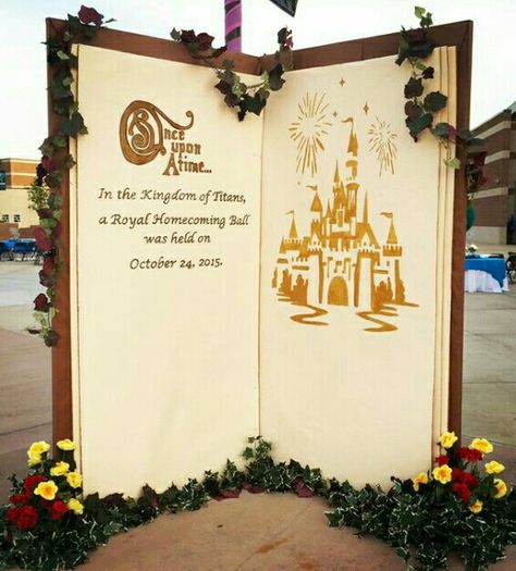 Wedding, Homecoming Storybook Photo Backdrop, Once Upon A Time Book Backdrop, Giant Story Book Prop Diy, Castle Prom Theme, Fairytale Prom Theme Once Upon A Time, Fairy Tale Dance Theme, Disney Backdrop Ideas, 3d Backdrop Ideas, Once Upon A Time Hoco Theme