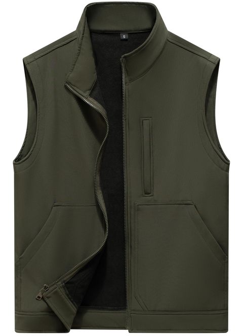 PRICES MAY VARY. LIGHTWEIGHT & WARM - The men's lightweight puffer vest is made of high quality windproof material, fleece lined vest, warm and comfortable to wear in spring, autumn or wear as a mid layer in swinter STAND COLLAR & WINDPROOF - The casual softshell outdoor vest is windproof, exquisite sewing craft prevents leakage of stuffing, lightweigh but warm. The stand collar keeps you neck warm when it was windy out MULTI POCKETS - 2 side large deep pockets, 1 zipper pocket on the left chest Outdoor Vest, Winter Running, Heavy Coat, Travel Hiking, Sleeveless Jacket, Quilted Vest, Outdoor Wear, Hiking Trip, Outdoor Hiking