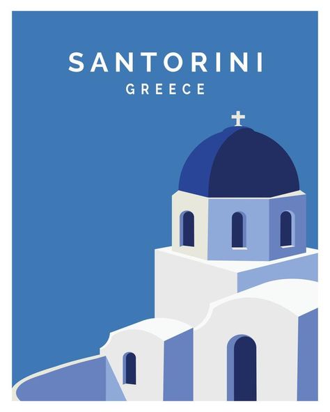 Greek Collage, Santorini Illustration, Santorini Beaches, Greece Landscape, Greek Crafts, Travel To Greece, Greece Design, Travel Background, Greek Travel