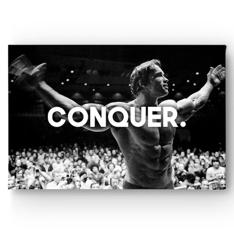 Arnold Schwarzenegger Conquer Canvas Print Wall Decor Art. - Etsy Canada Arnold Schwarzenegger Conquer, Arnold Quotes, Bodybuilding Posters, Gym Club, Print Wall Decor, Arnold Schwarzenegger, Office Wall Decor, Motivational Posters, Framed Canvas Wall Art