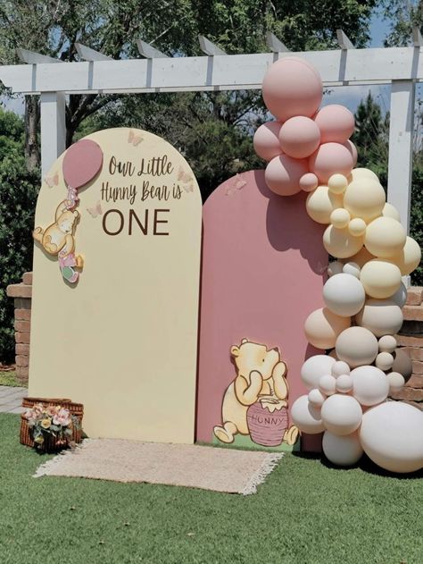 Baby1st Birthday Ideas, Pooh Decorations Party, Winnie The Pooh First Birthday Backdrop, 1st Birthday Pooh Bear, 1st Birthday Party Winnie The Pooh, A Little Hunny Is On The Way Winnie The Pooh, Our Little Hunny Is Turning One Winnie The Pooh, Our Little Hunny Turns One, Our Hunny Turns One