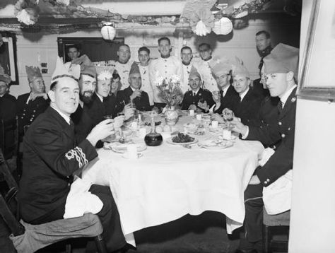 Christmas dinner and celebrations in the wardroom of HMS MALAYA. The ship is based at Scapa Flow.  Label Christmas dinner in the wardroom of... Scapa Flow, Military Christmas, 25th December, Christmas Soldiers, Ww2 History, Historical Images, American Soldiers, Great Life, The Ship