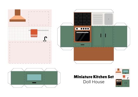 Printable Miniature Kitchen Dollhouse Paper Doll Fridge Printable, Mini Kitchen Printables, Miniature Kitchen Printables, Miniature Printables Templates, Diy Dollhouse Kitchen, Dollhouse Kitchen Cabinets, Laundry Room Printables, N Scale Buildings, Kitchen Dollhouse