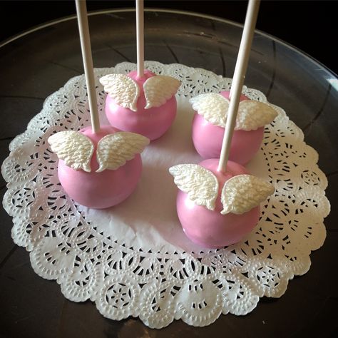 Angel Cake Pops, Angel Wing Cake, Angel Wings Dessert, Angel Baby Birthday, Angel Wings Cake, Quince Stuff, Angel Theme, Pop Princess, Angel Cake