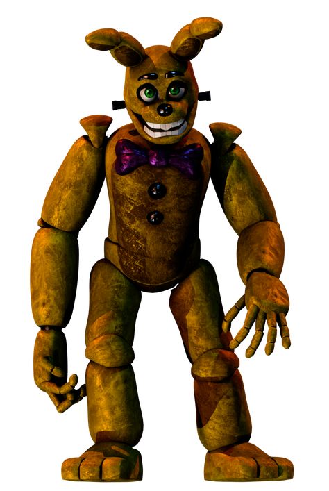 Springbonnie is antagonist in Sweet Dreams and presumably in Intermission 4. Not much is known about him for right now other than his appearance, more information will be added when new information on the game is revealed. His color is yellow and brown also he’s the early version of Bonnie the Bunny and, he has eyebrows, green eyes, purple bowtie, buttons, and screws Bonnie The Bunny, Fred Bear, Yellow Bunny, Spring Bonnie, Robot Game, Purple Bow Tie, Zombie 2, Fnaf Funny, Yellow And Brown