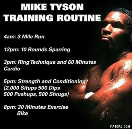 Mike Tyson's training routine.  Repost By Pulseroll the leaders in Vibrating training & recovery products.  https://pulseroll.com/ Mike Tyson Workout, Mike Tyson Training, Boxing Training Routine, Mike Tyson Quotes, Boxer Workout, Boxer Training, Mighty Mike, Fighter Workout, Boxing Training Workout